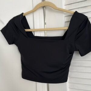 Klassy network black square neck brami crop